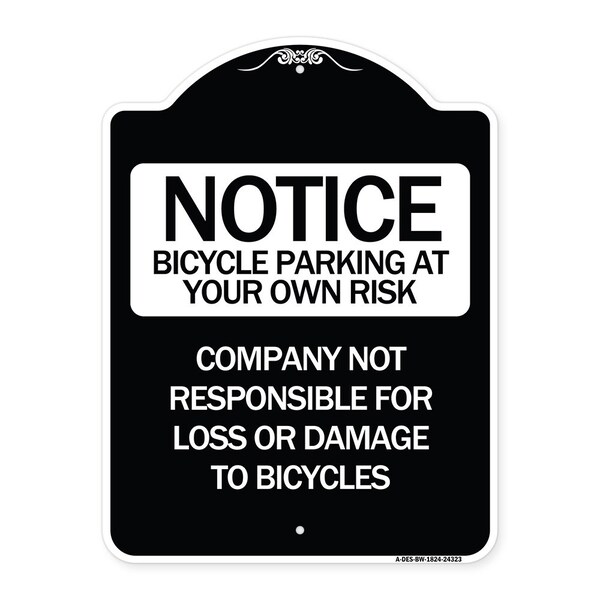 Bicycle Parking at Your Own Risk Company Not Responsible for Loss or Damage to Bicycle, BW-1824